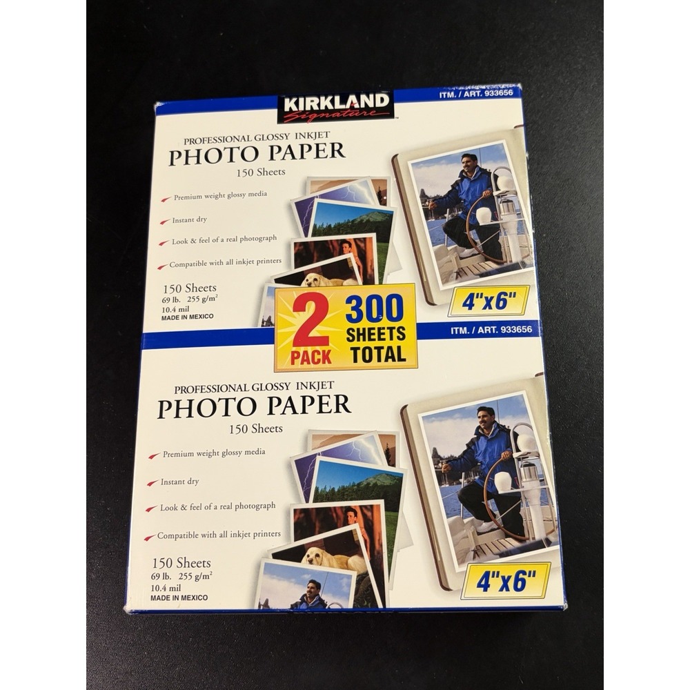 Kirkland Professional Glossy Inkjet Photo Paper 4"x6" 300 Sheets Pictures NEW